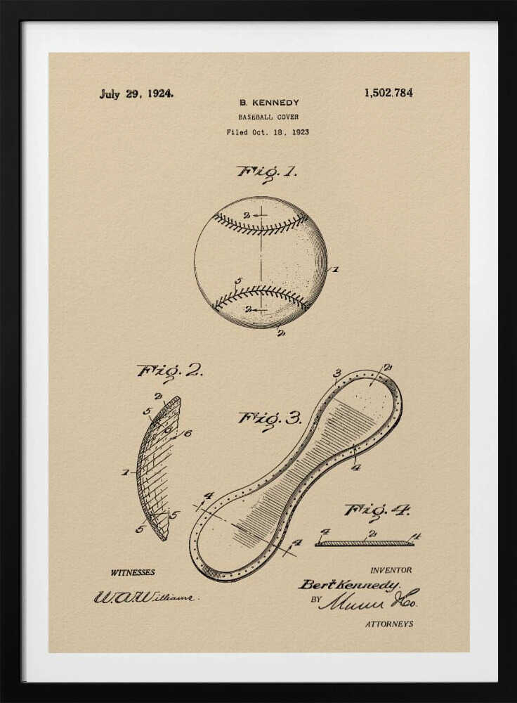 Baseball Cover Patent 1923 - Poster / Art Print