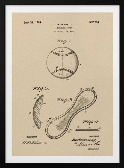 Baseball Cover Patent 1923 - Poster / Art Print