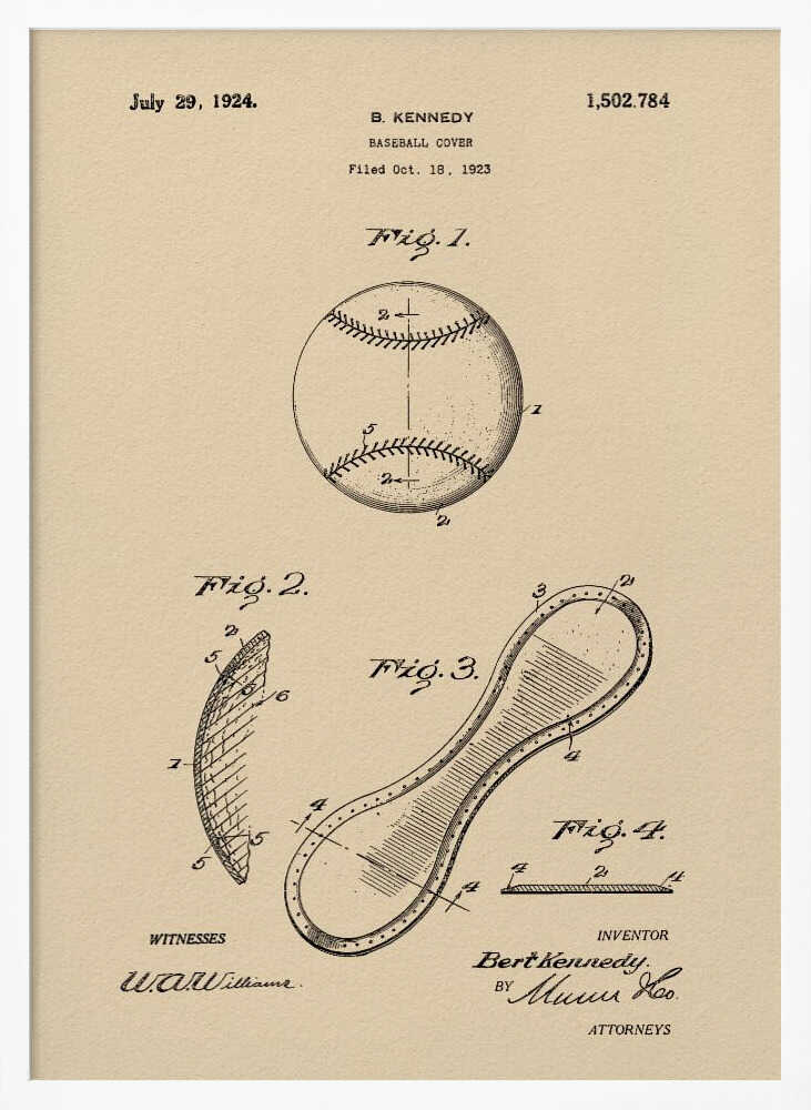 Baseball Cover Patent 1923 - Poster / Art Print