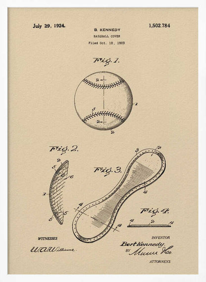 Baseball Cover Patent 1923 - Poster / Art Print