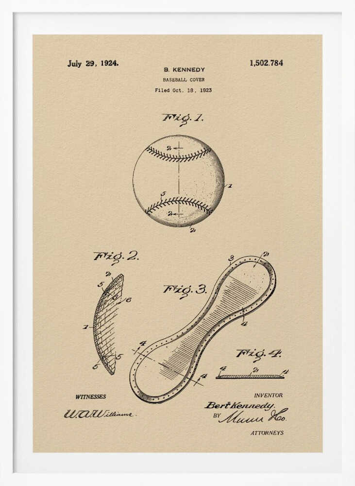 Baseball Cover Patent 1923 - Poster / Art Print