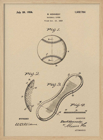 Baseball Cover Patent 1923 - Poster / Art Print