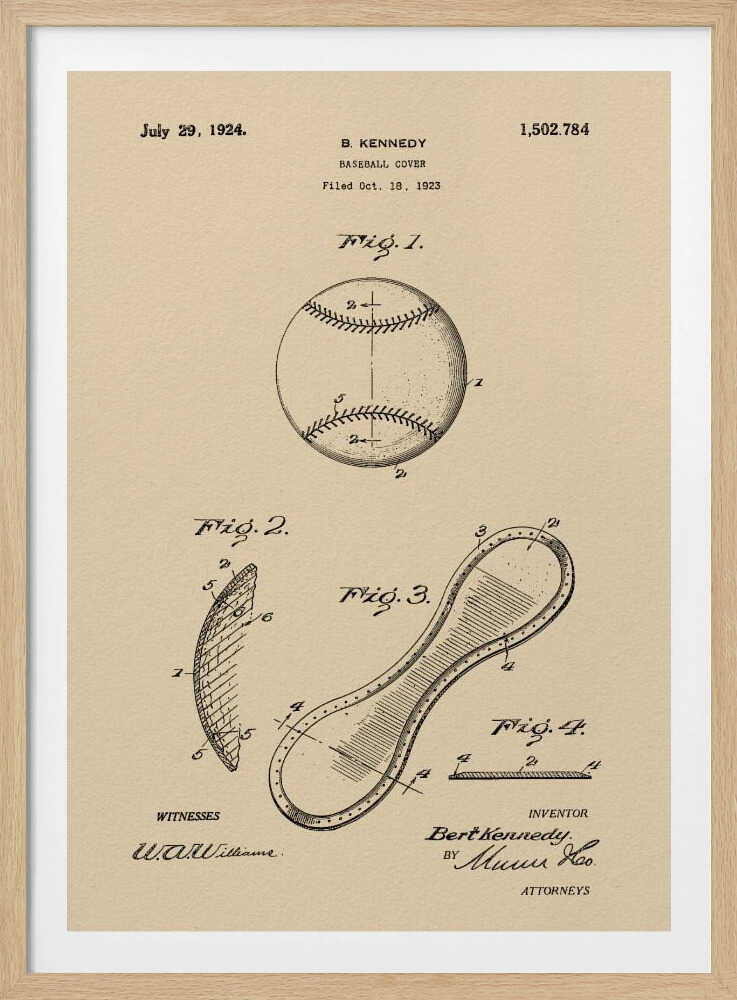 Baseball Cover Patent 1923 - Poster / Art Print