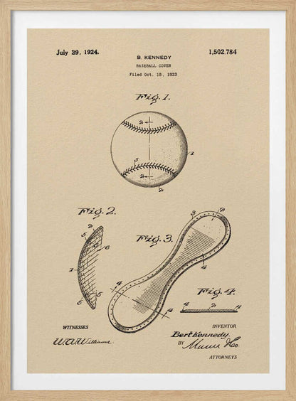Baseball Cover Patent 1923 - Poster / Art Print