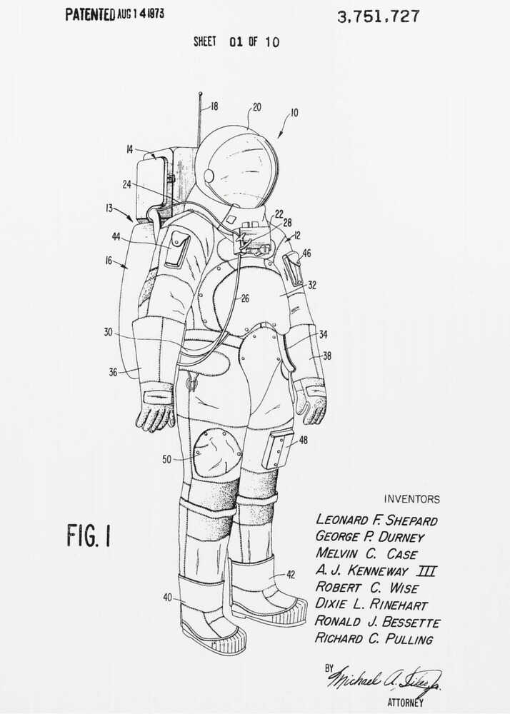 Space Suit Patent 1973 - Poster / Art Print