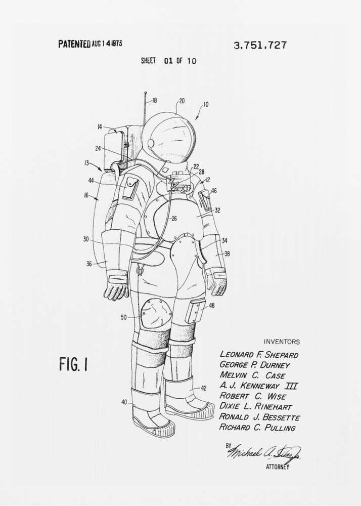 Space Suit Patent 1973 - Poster / Art Print