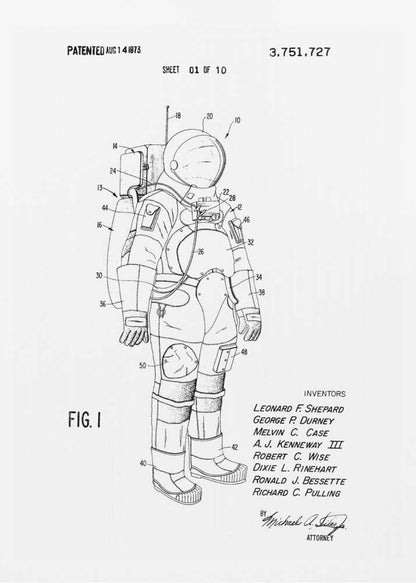 Space Suit Patent 1973 - Poster / Art Print