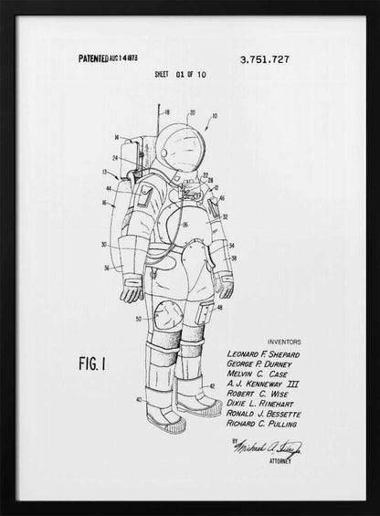 Space Suit Patent 1973 - Poster / Art Print