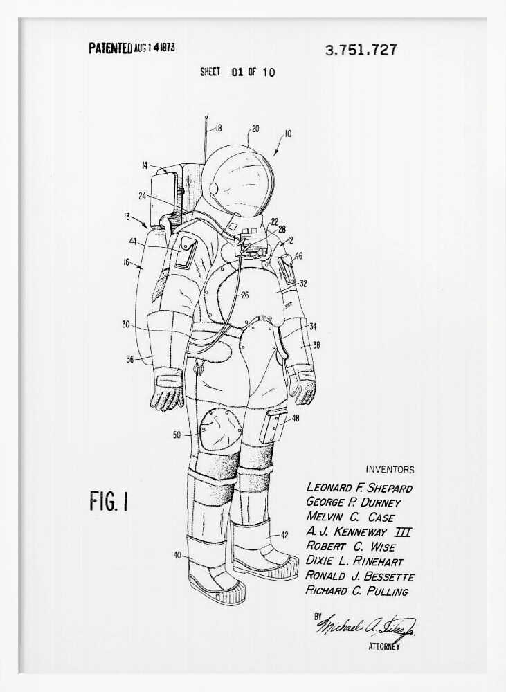 Space Suit Patent 1973 - Poster / Art Print