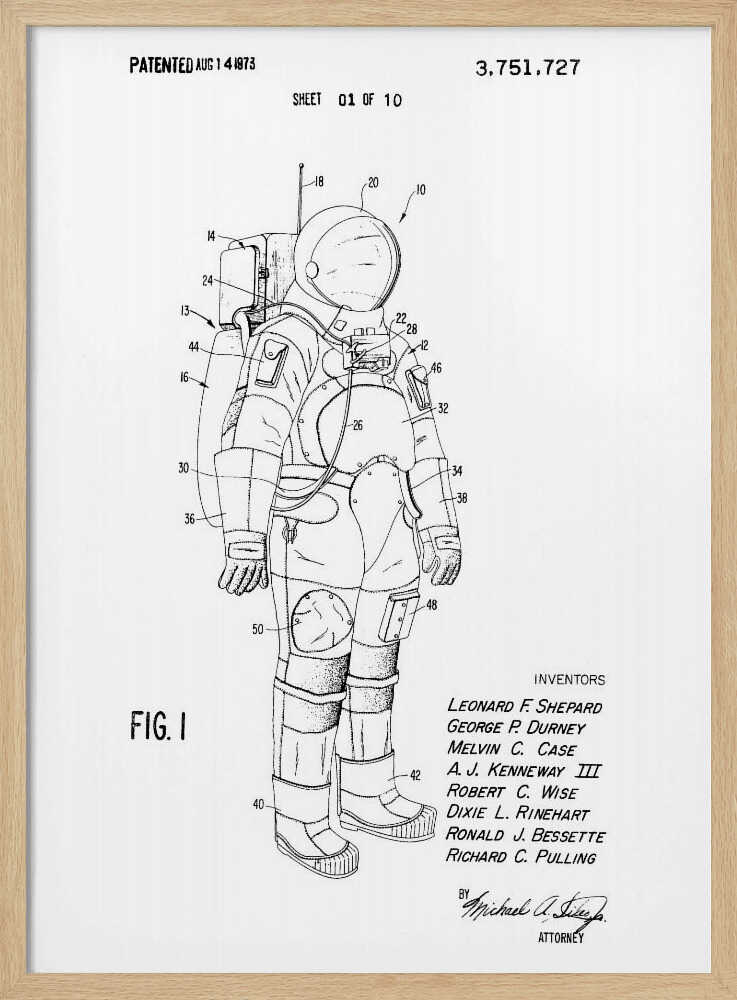 Space Suit Patent 1973 - Poster / Art Print