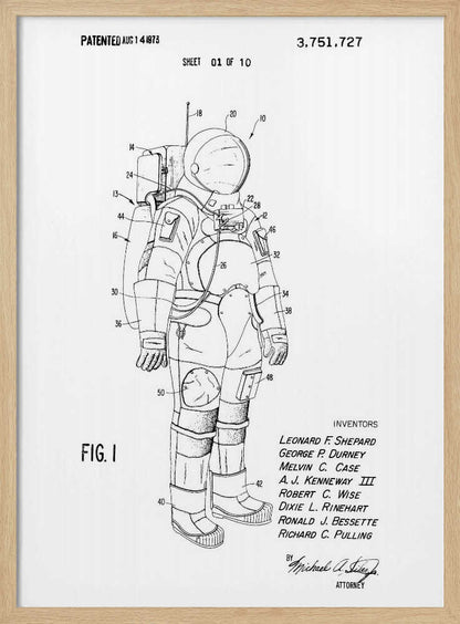 Space Suit Patent 1973 - Poster / Art Print