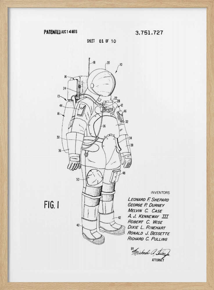 Space Suit Patent 1973 - Poster / Art Print
