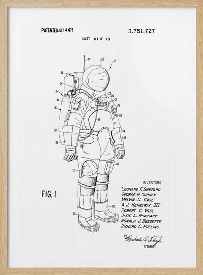 Space Suit Patent 1973 - Poster / Art Print