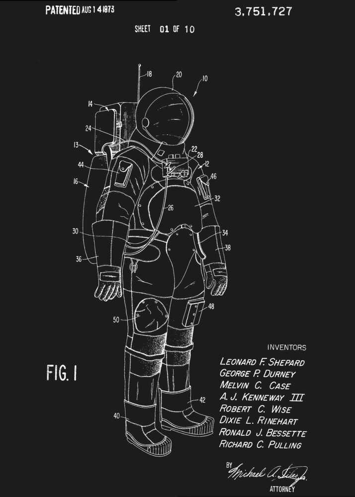 Space Suit Patent 1973 - Poster / Art Print