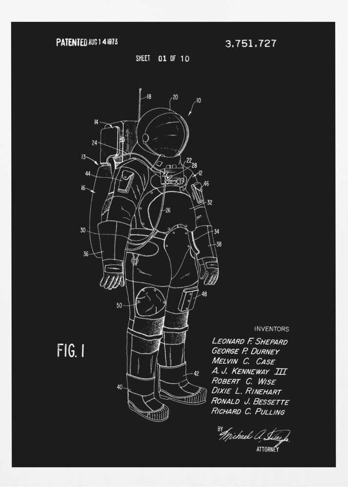 Space Suit Patent 1973 - Poster / Art Print