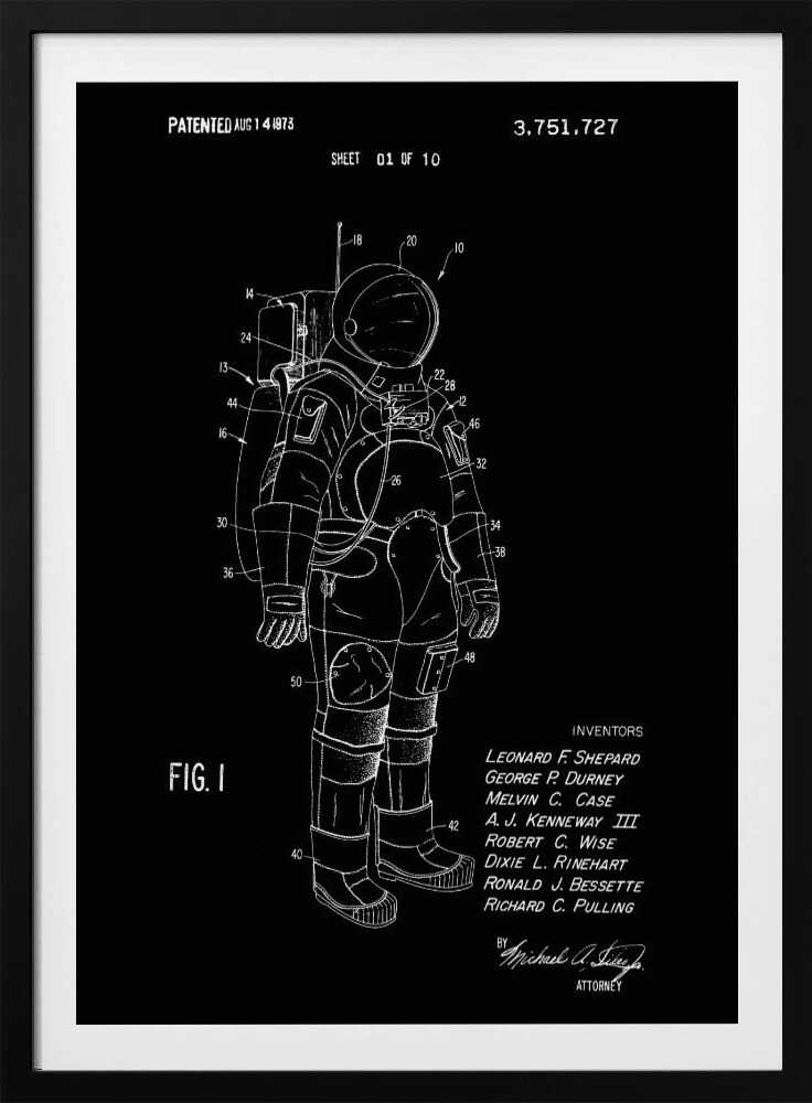 Space Suit Patent 1973 - Poster / Art Print