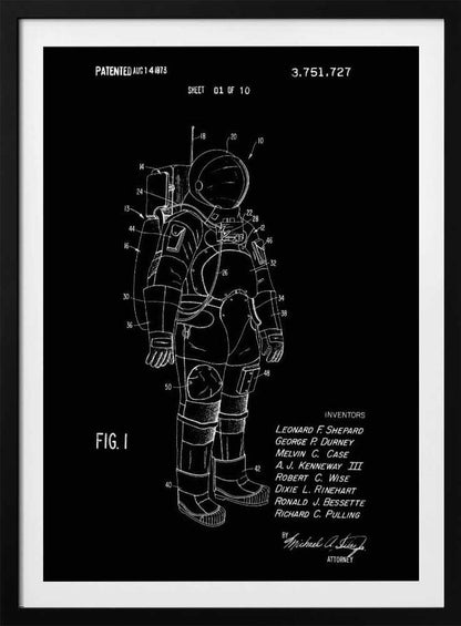 Space Suit Patent 1973 - Poster / Art Print