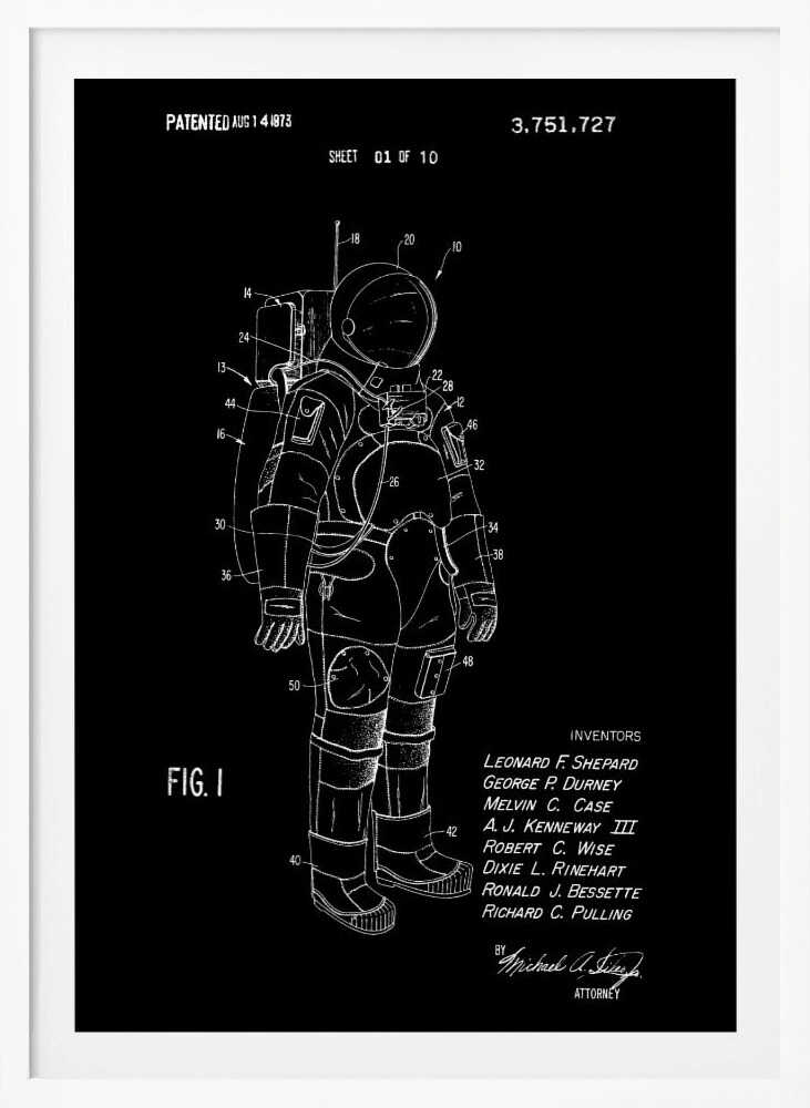 Space Suit Patent 1973 - Poster / Art Print