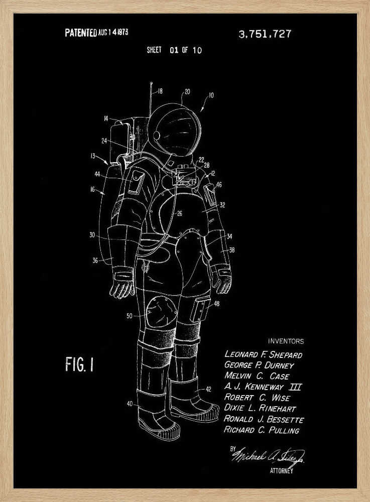 Space Suit Patent 1973 - Poster / Art Print