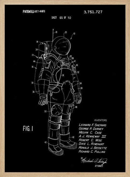 Space Suit Patent 1973 - Poster / Art Print