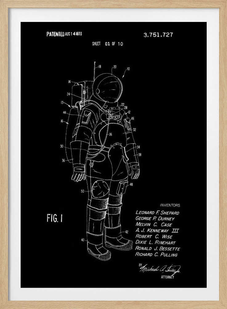 Space Suit Patent 1973 - Poster / Art Print