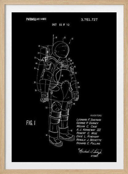 Space Suit Patent 1973 - Poster / Art Print