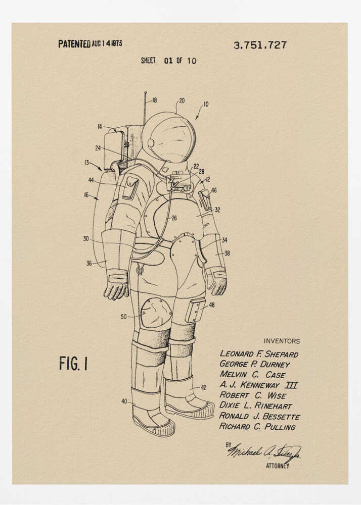Space Suit Patent 1973 - Poster / Art Print