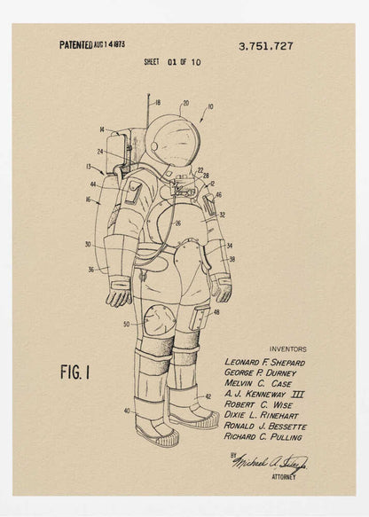 Space Suit Patent 1973 - Poster / Art Print