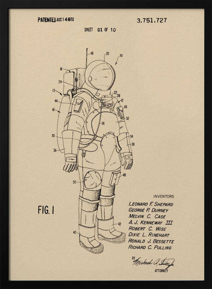 Space Suit Patent 1973 - Poster / Art Print