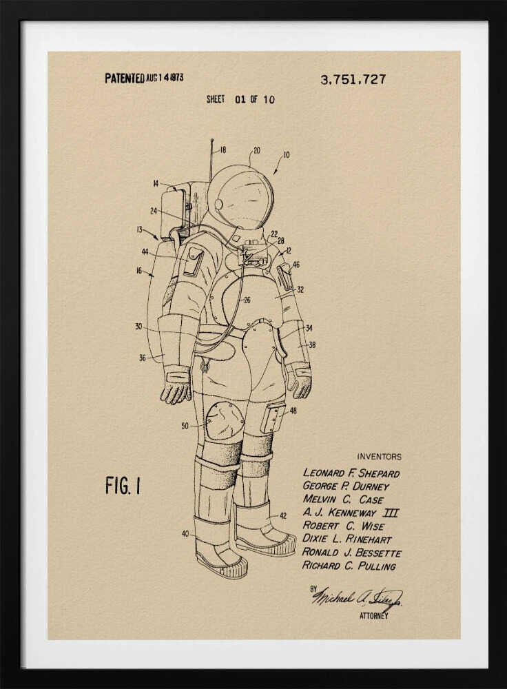 Space Suit Patent 1973 - Poster / Art Print