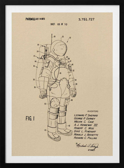Space Suit Patent 1973 - Poster / Art Print