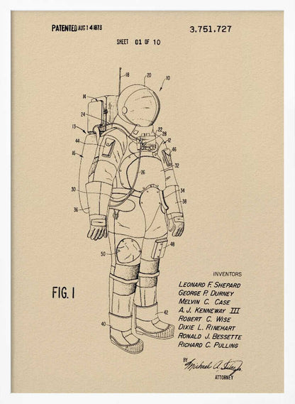 Space Suit Patent 1973 - Poster / Art Print