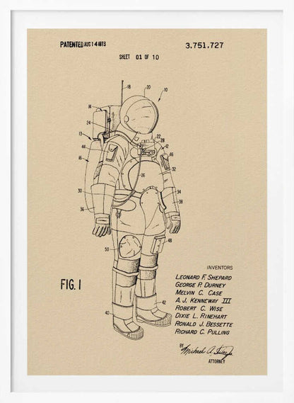 Space Suit Patent 1973 - Poster / Art Print