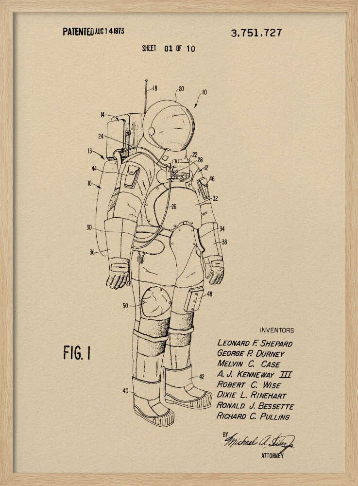 Space Suit Patent 1973 - Poster / Art Print
