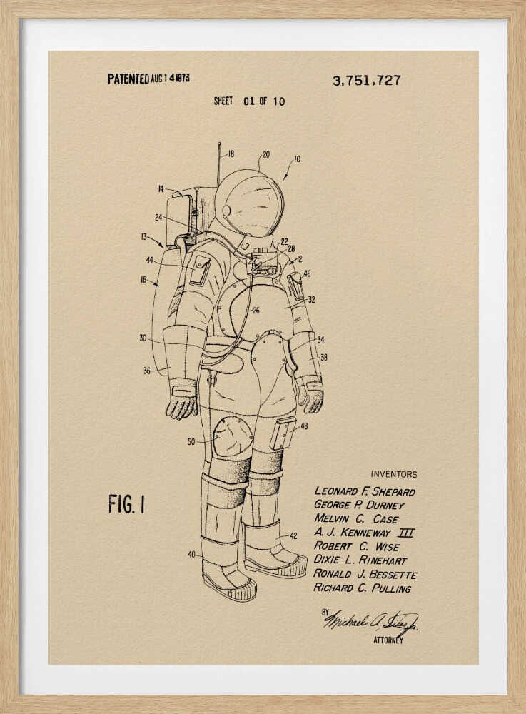 Space Suit Patent 1973 - Poster / Art Print