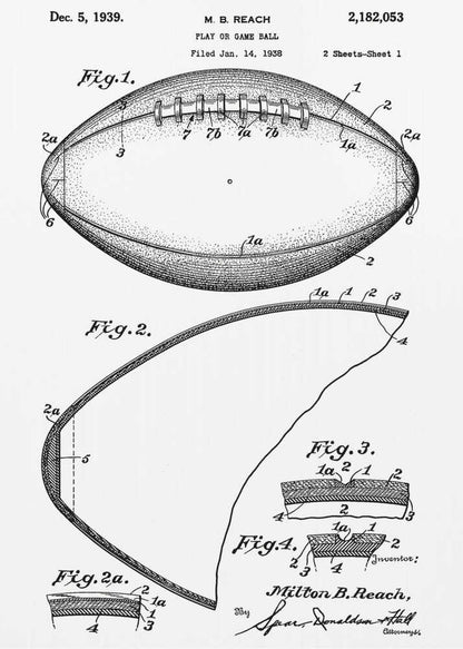 Football Patent 1938 - Poster / Art Print