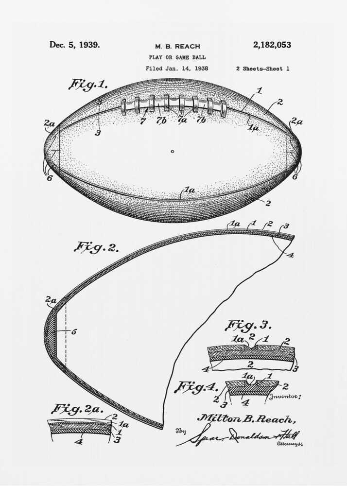 Football Patent 1938 - Poster / Art Print