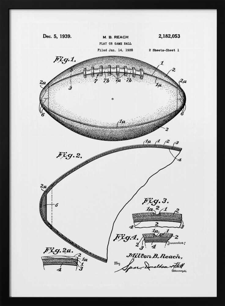 Football Patent 1938 - Poster / Art Print