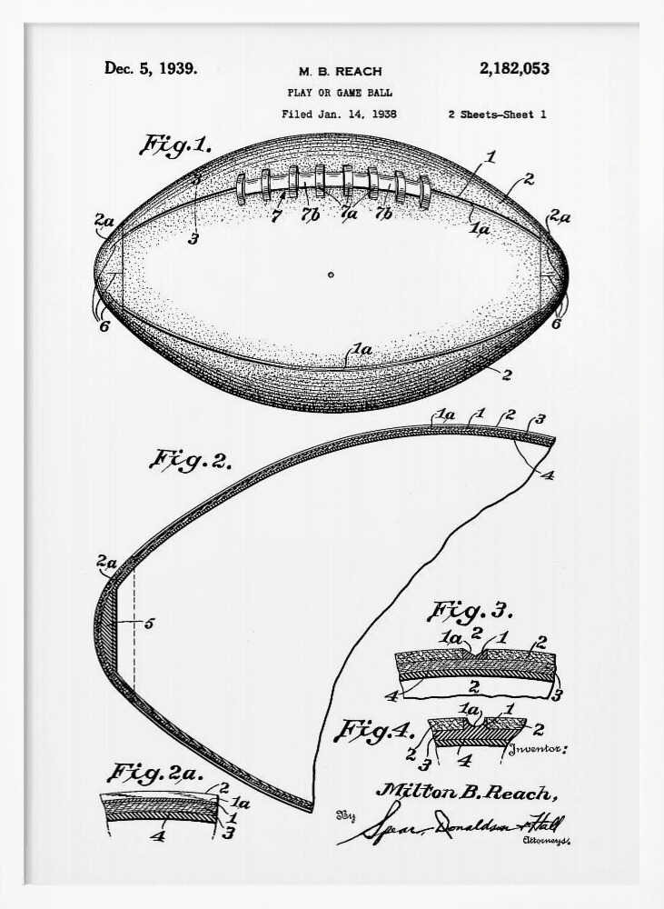 Football Patent 1938 - Poster / Art Print