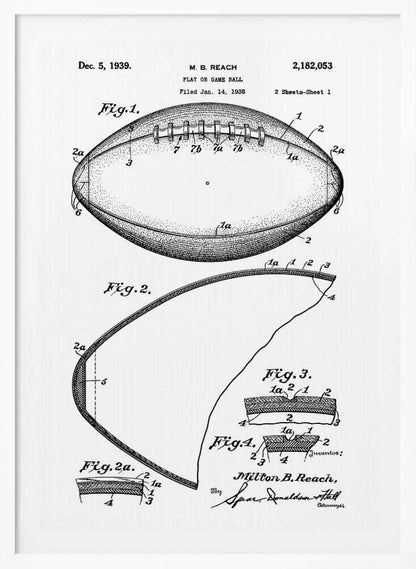 Football Patent 1938 - Poster / Art Print