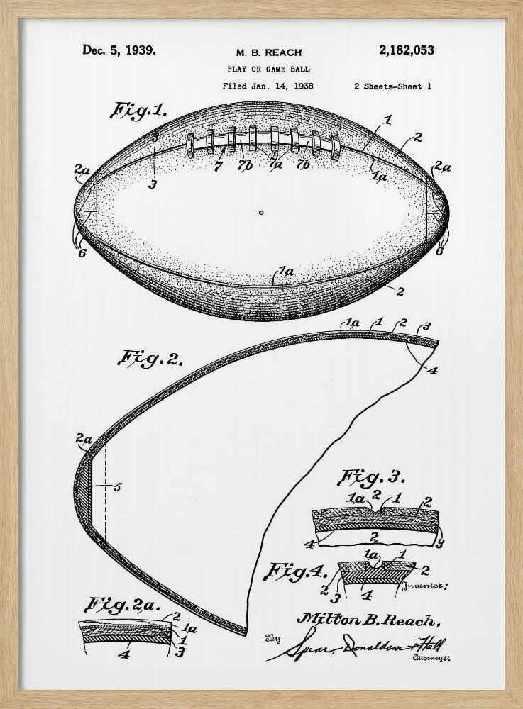 Football Patent 1938 - Poster / Art Print