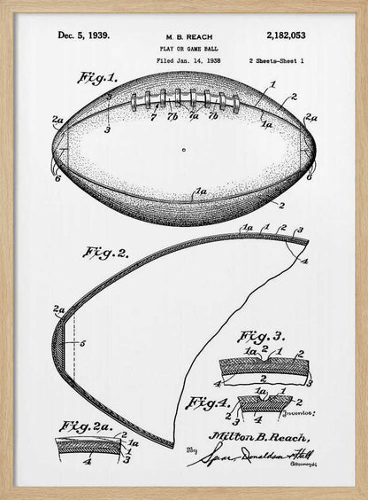 Football Patent 1938 - Poster / Art Print