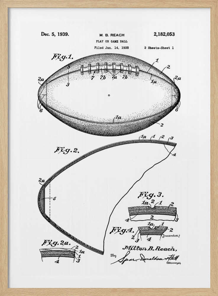 Football Patent 1938 - Poster / Art Print