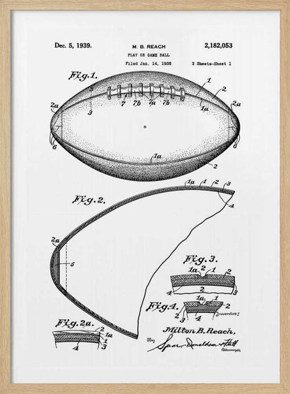 Football Patent 1938 - Poster / Art Print