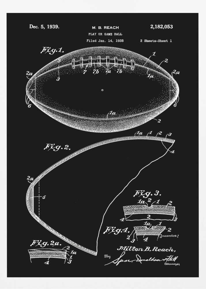 Football Patent 1938 - Poster / Art Print