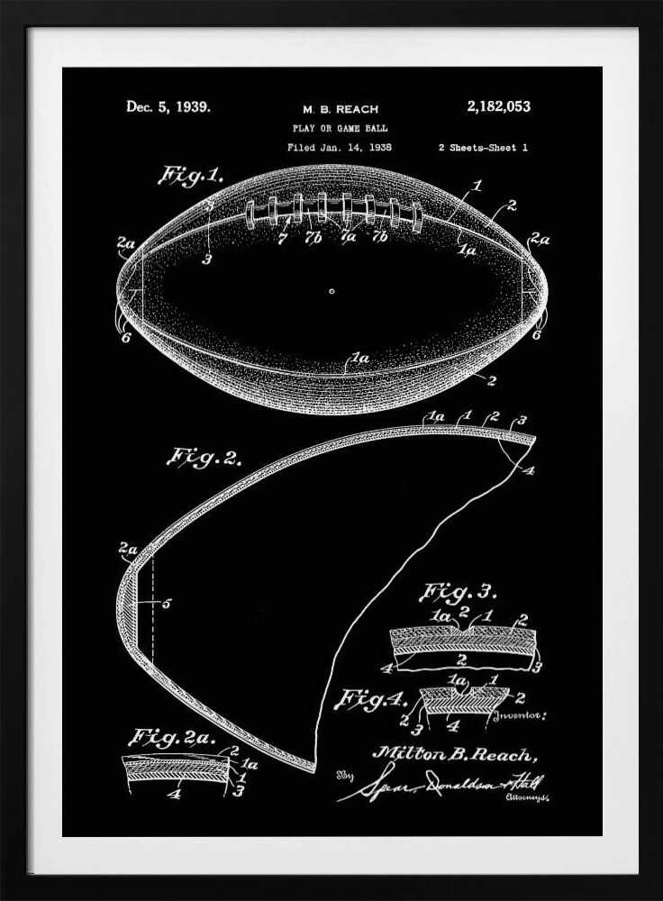 Football Patent 1938 - Poster / Art Print