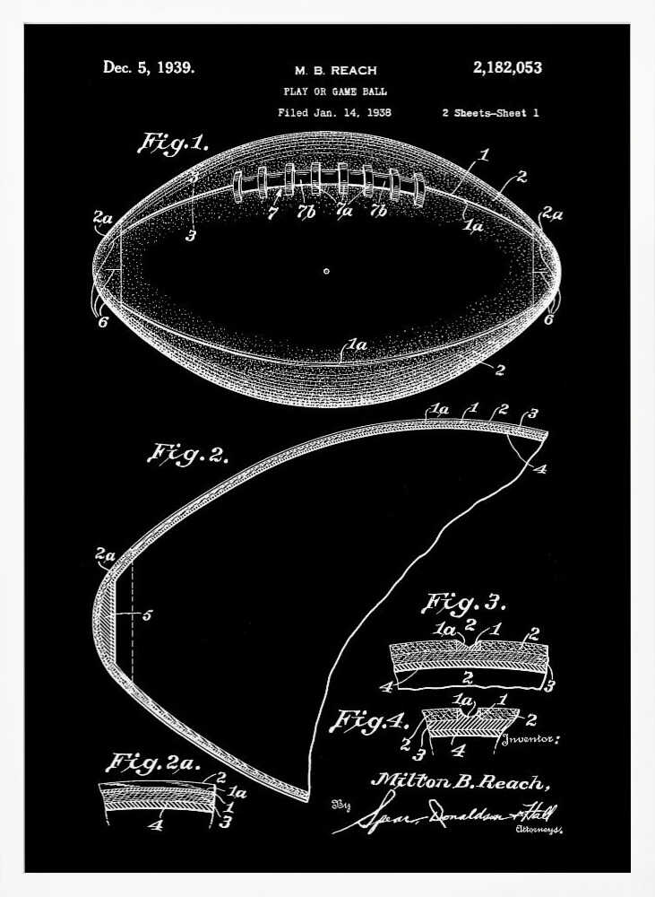 Football Patent 1938 - Poster / Art Print