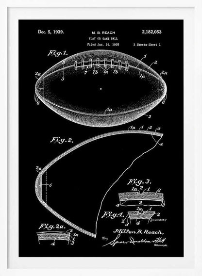 Football Patent 1938 - Poster / Art Print