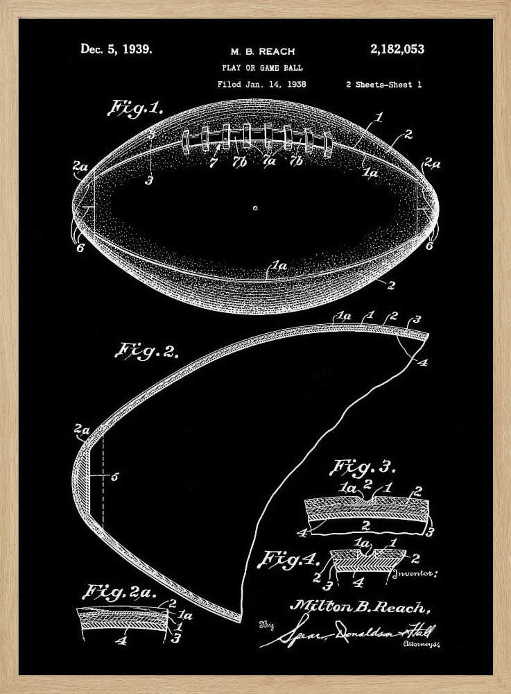 Football Patent 1938 - Poster / Art Print
