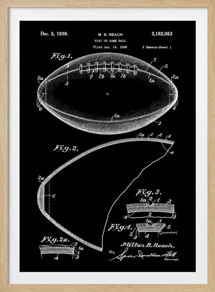 Football Patent 1938 - Poster / Art Print